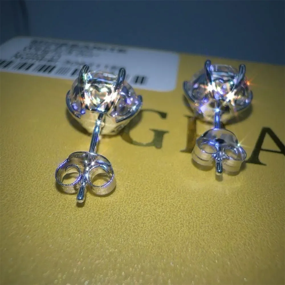 Moissanite Stud Earrings 3 CT Round Cut Lab Created Silver - Picture 5 of 6